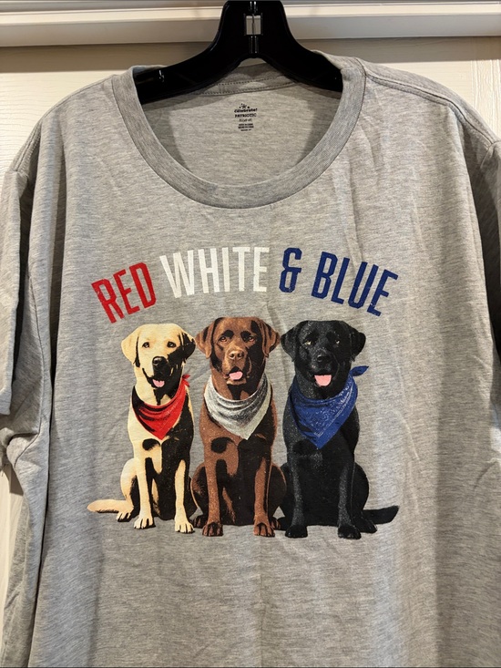 Celebrate Patriotic Other - Celebrate Patriotic Red White & Blue Dogs Graphic Tee - Gray NWT size XL